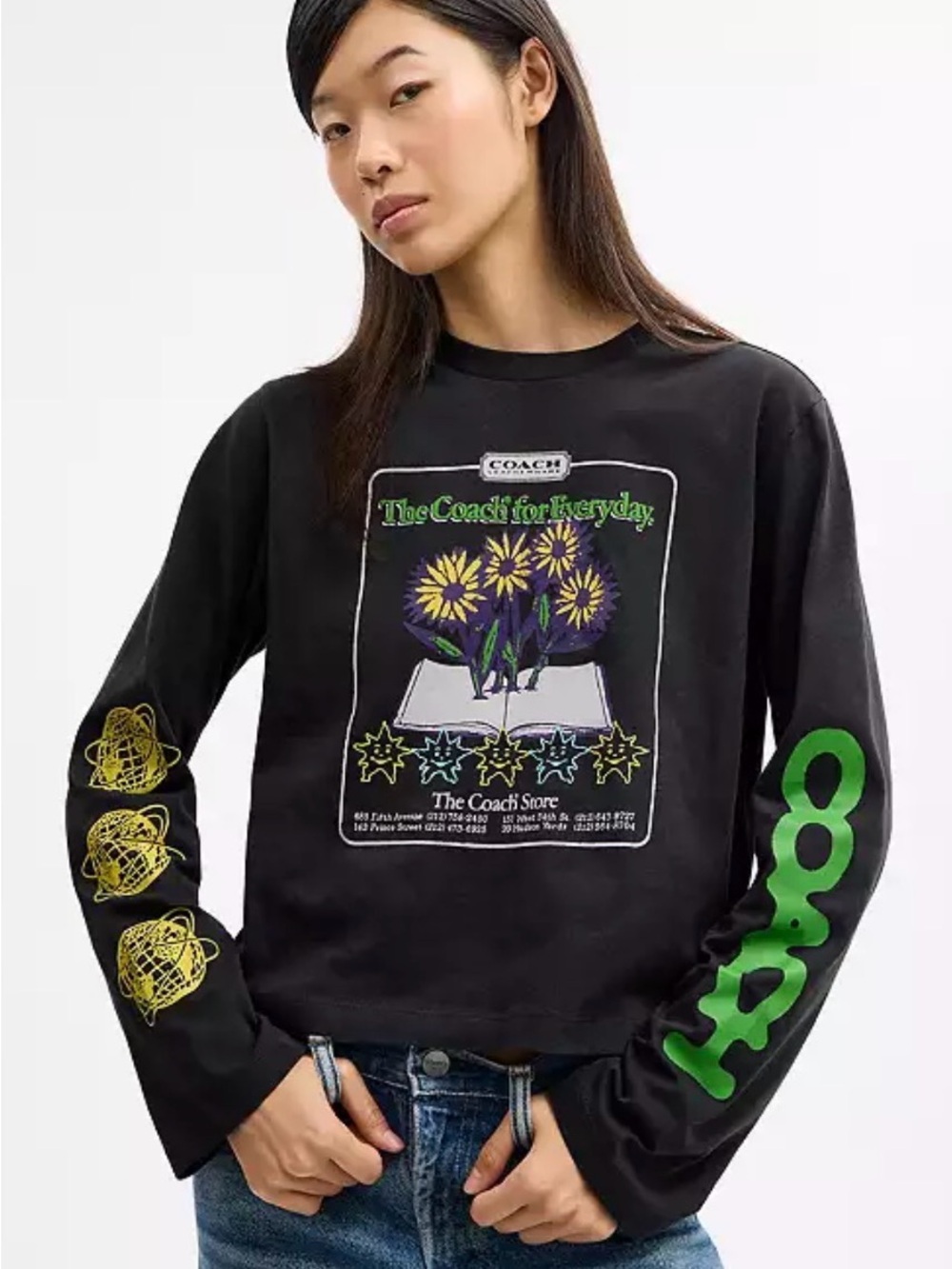 Coach long sleeve crop top in organic cotton